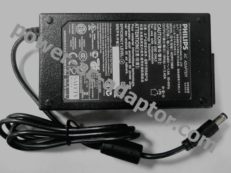 Original Philips E2343FI ADPC1965 19V 3.42A AC Adapter Charger - Click Image to Close